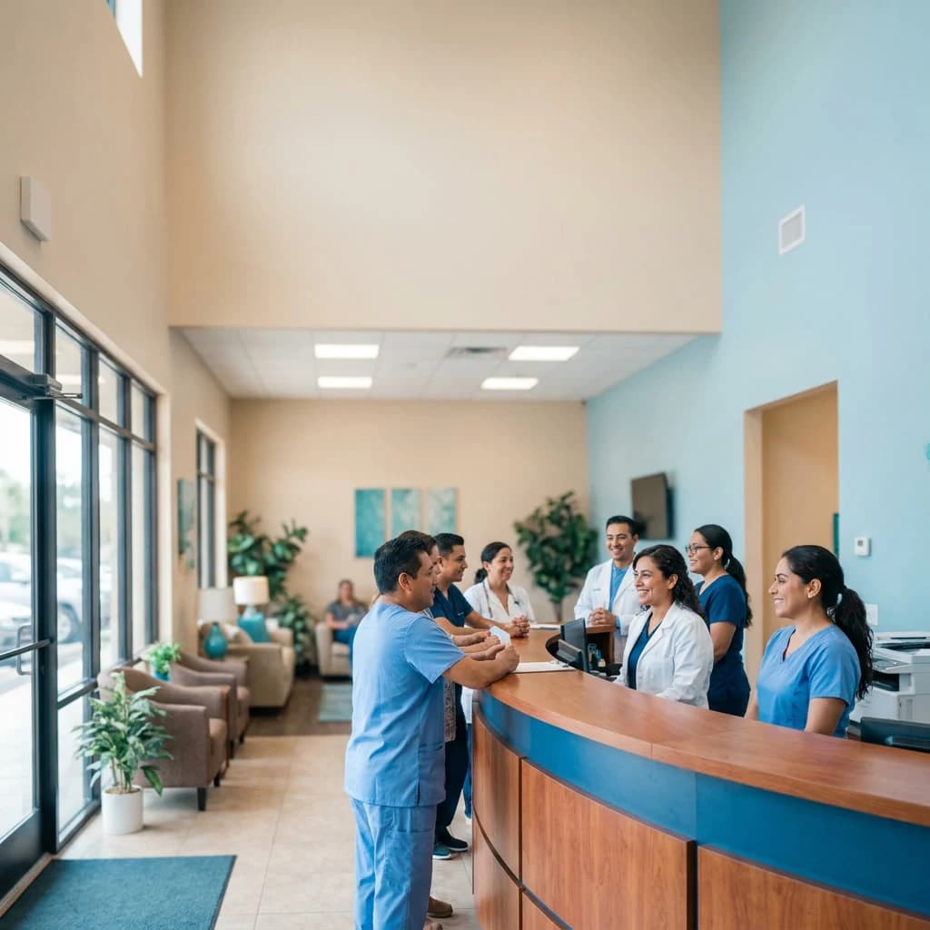 Equipo de Clínica Hispana Nueva Salud Michoacana dando la bienvenida a sus pacientes en Pasadena