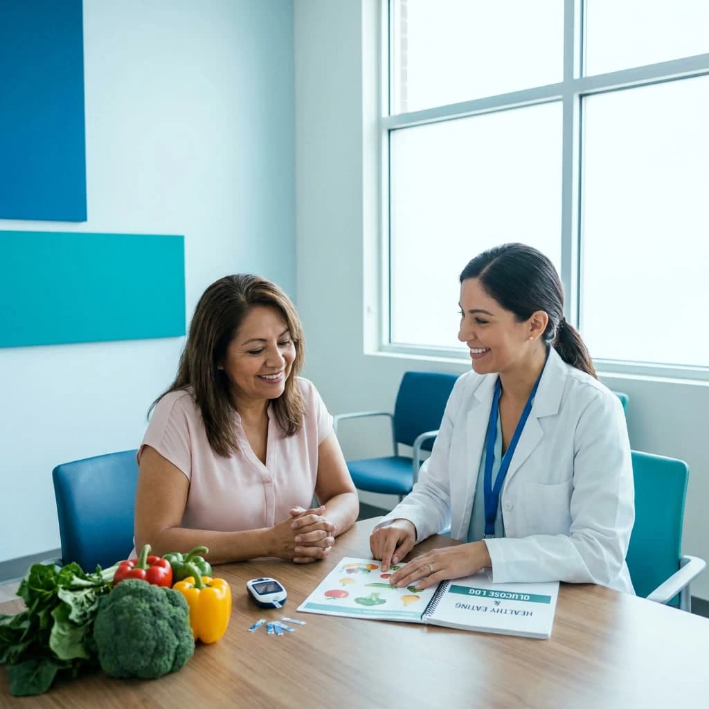 Patient checking their glucose level as part of diabetes management in Pasadena