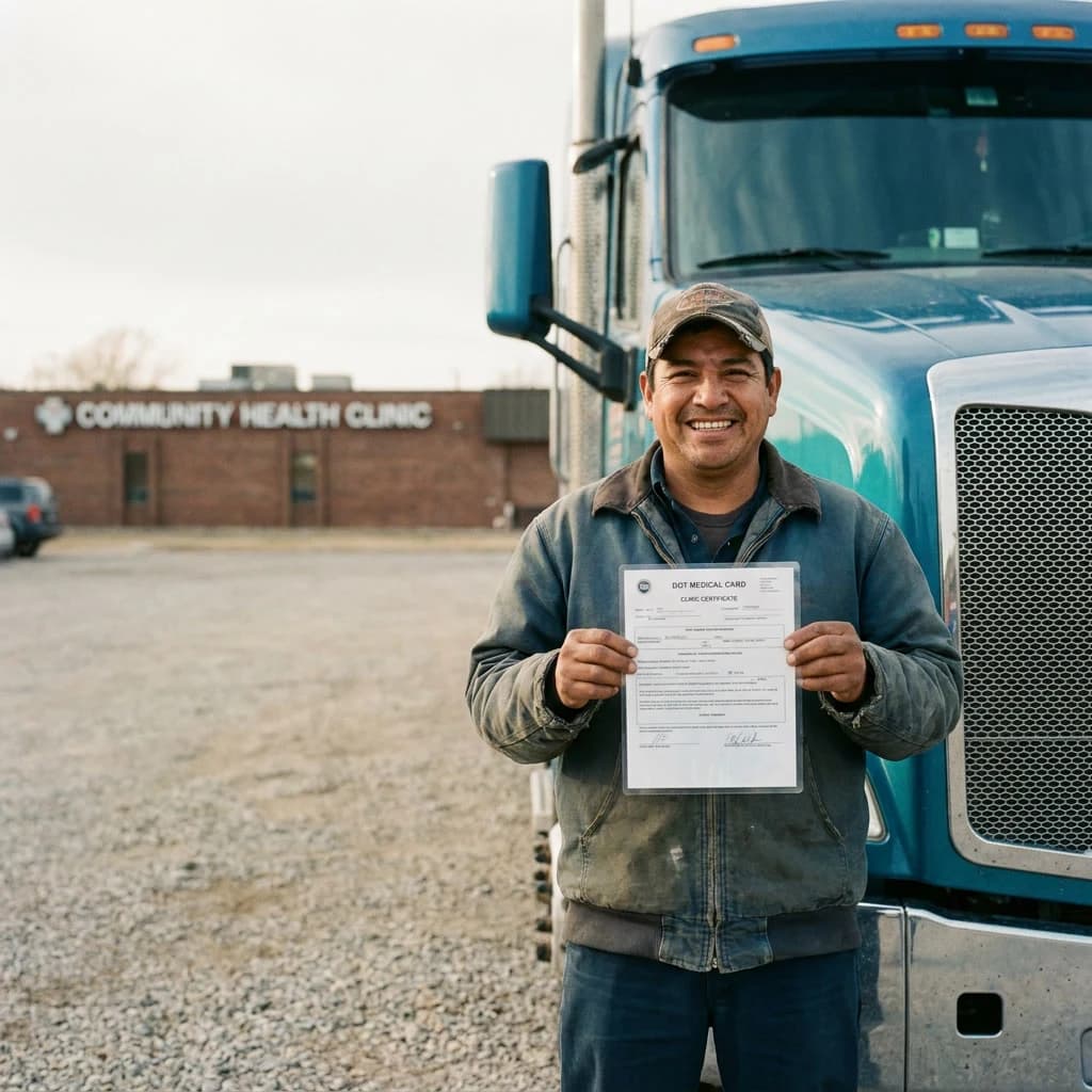 Truck driver getting a DOT physical exam for a CDL license in Pasadena
