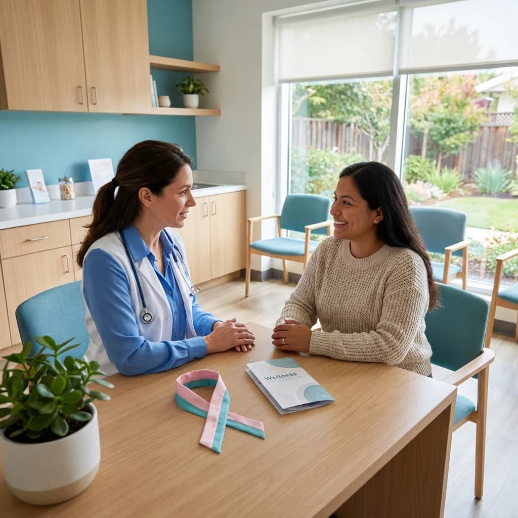 Hispanic woman at a women's health visit in Pasadena